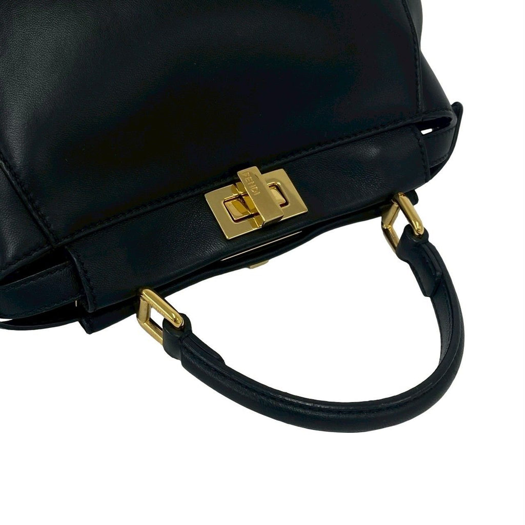 Fendi Peekaboo Mini Turnlock Logo Leather 2-Way Shoulder Bag Black — view 4
