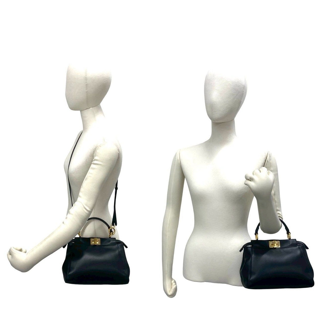 Fendi Peekaboo Mini Turnlock Logo Leather 2-Way Shoulder Bag Black — view 2