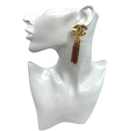 Chanel With Rice Vintage CC Logo Tassel Earrings Gold — view 2