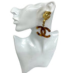 Chanel CC Logo Tortoiseshell Pattern Plastic Earrings Brown — view 2