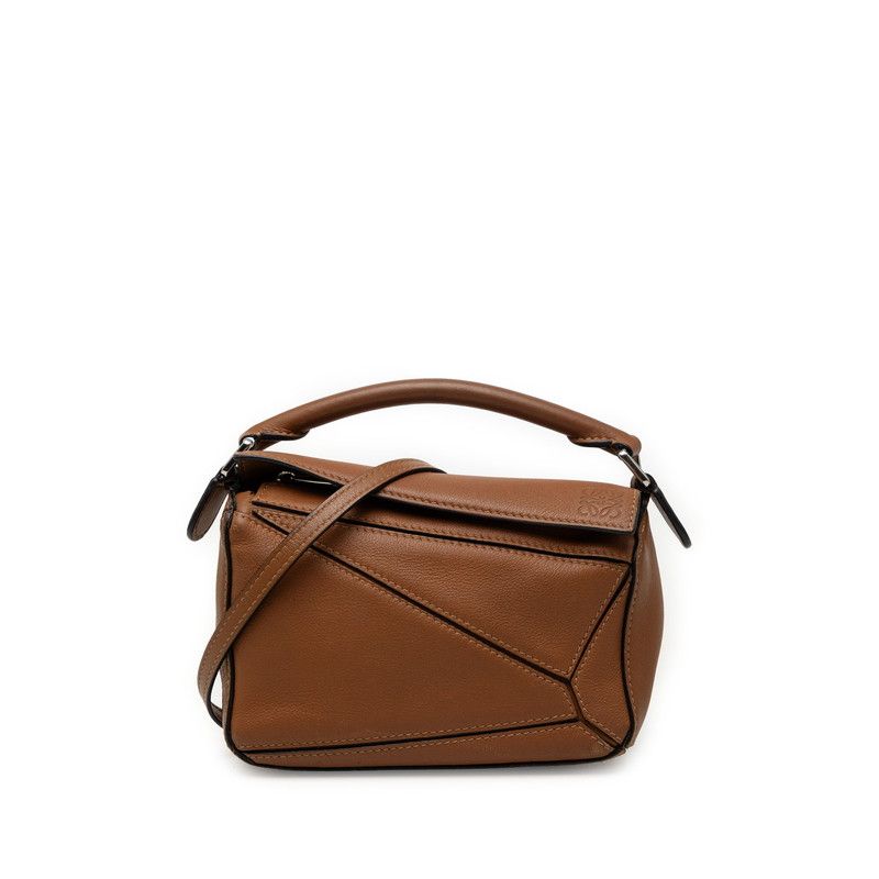 Loewe Anagram Puzzle Mini 2-Way Shoulder Bag Brown Leather