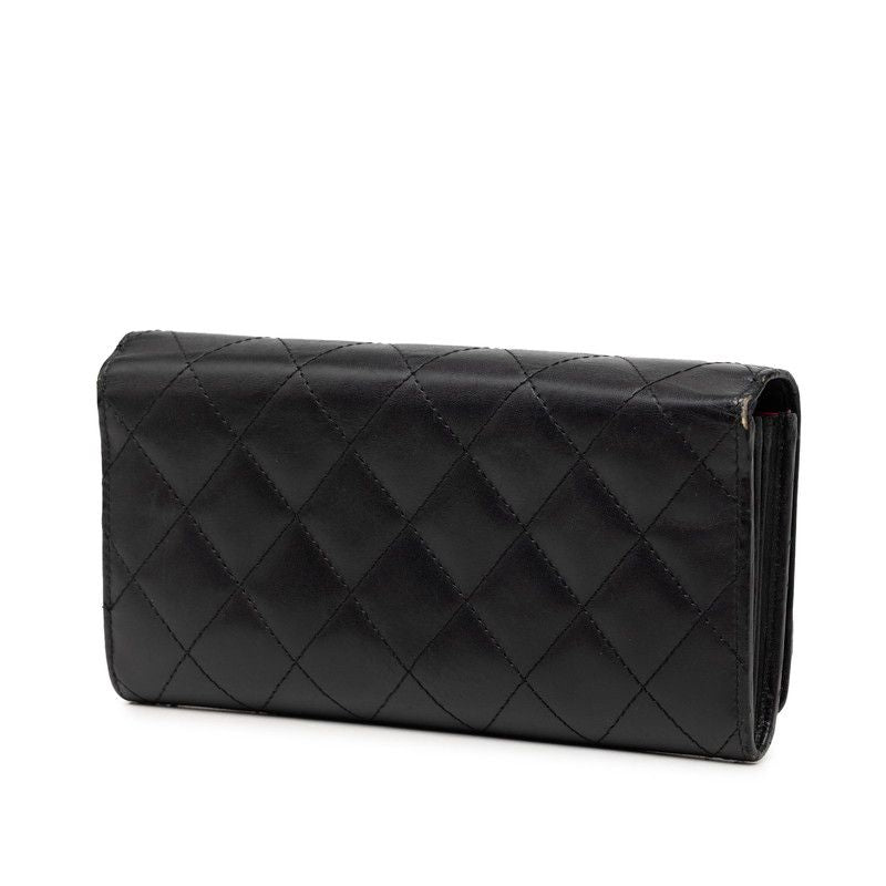 Chanel CC Logo Cambon Bifold Wallet Black Pink Leather — view 2