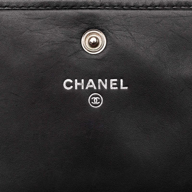 Chanel CC Logo Cambon Bifold Wallet Black Pink Leather — view 6