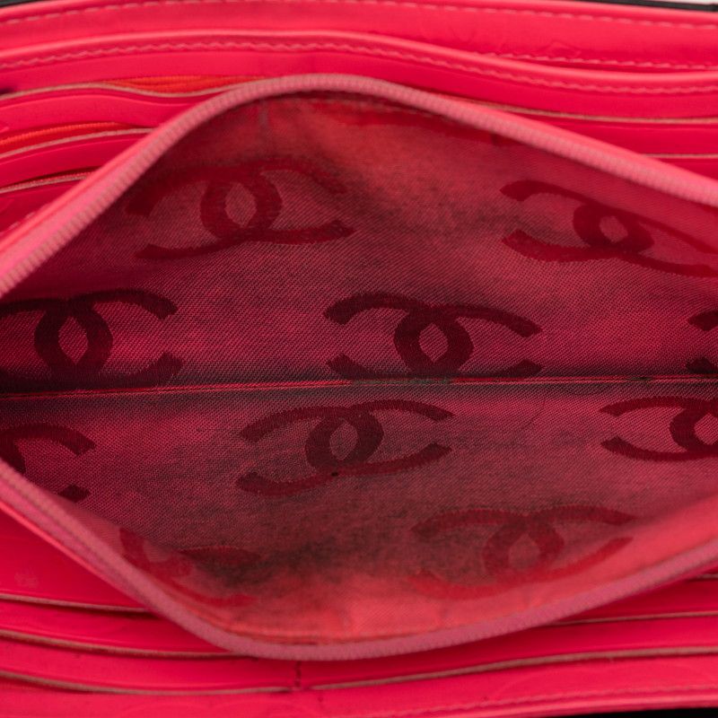 Chanel CC Logo Cambon Bifold Wallet Black Pink Leather — view 5