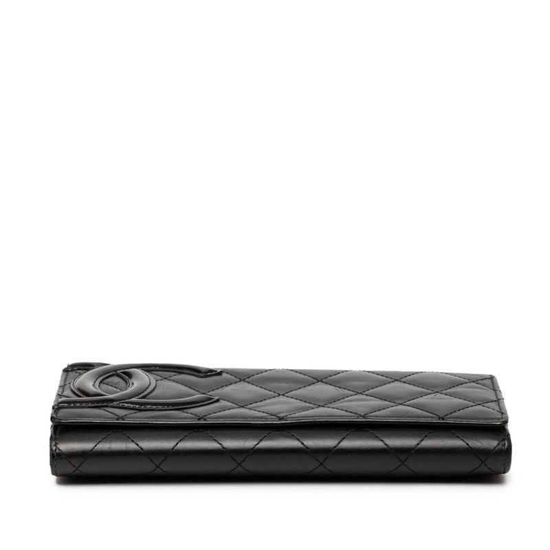 Chanel CC Logo Cambon Bifold Wallet Black Pink Leather — view 3