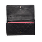 Chanel CC Logo Cambon Bifold Wallet Black Pink Leather — view 4