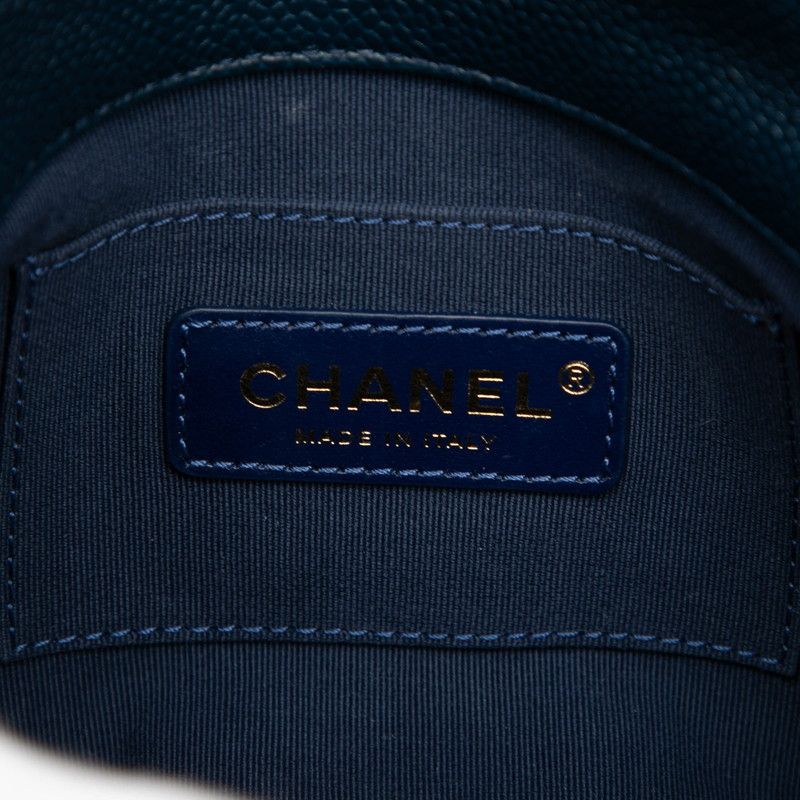 Chanel Quilted CC Logo Crossbody Chain Shoulder Bag Navy Caviar Leather — view 5