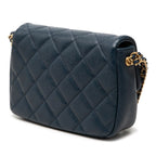 Chanel Quilted CC Logo Crossbody Chain Shoulder Bag Navy Caviar Leather — view 2