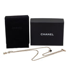 Chanel CC Logo Flower Motif Necklace Gold Black White Plated Faux Pearl — view 6
