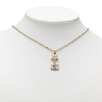 Chanel CC Logo Flower Motif Necklace Gold Black White Plated Faux Pearl — view 5