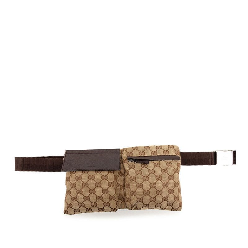 Gucci GG Canvas Waist Bag Beige Brown