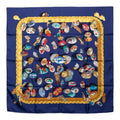 Hermes Carre 90 Couvee D'hermes Egg Scarf Navy Multicolor Silk