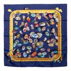 Hermes Carre 90 Couvee D'hermes Egg Scarf Navy Multicolor Silk