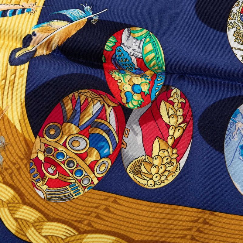 Hermes Carre 90 Couvee D'hermes Egg Scarf Navy Multicolor Silk — view 7