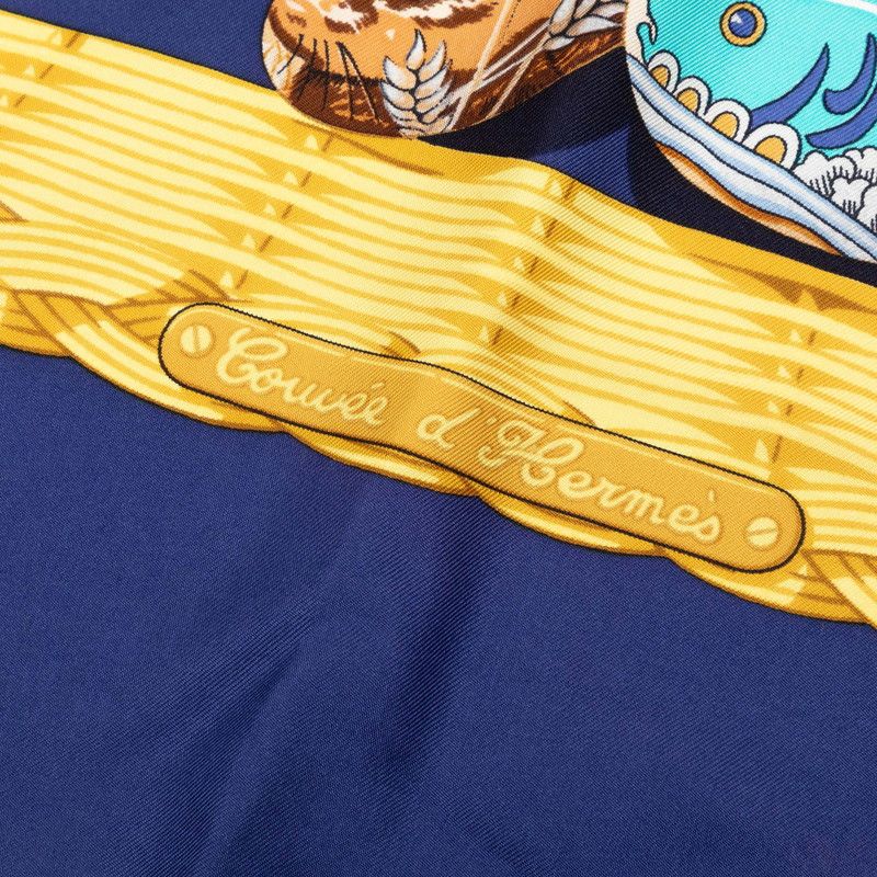 Hermes Carre 90 Couvee D'hermes Egg Scarf Navy Multicolor Silk — view 6