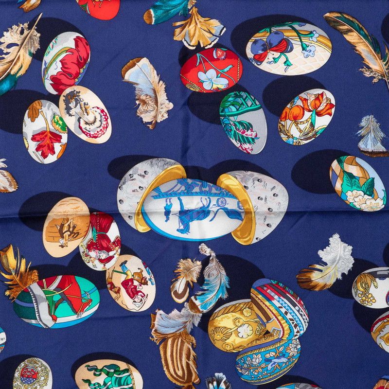 Hermes Carre 90 Couvee D'hermes Egg Scarf Navy Multicolor Silk — view 2