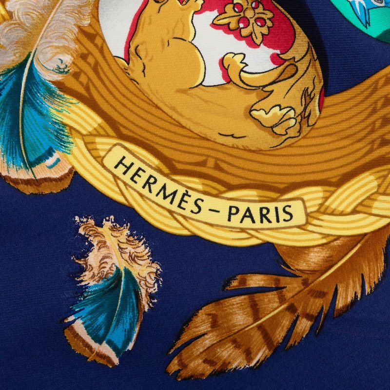 Hermes Carre 90 Couvee D'hermes Egg Scarf Navy Multicolor Silk — view 3