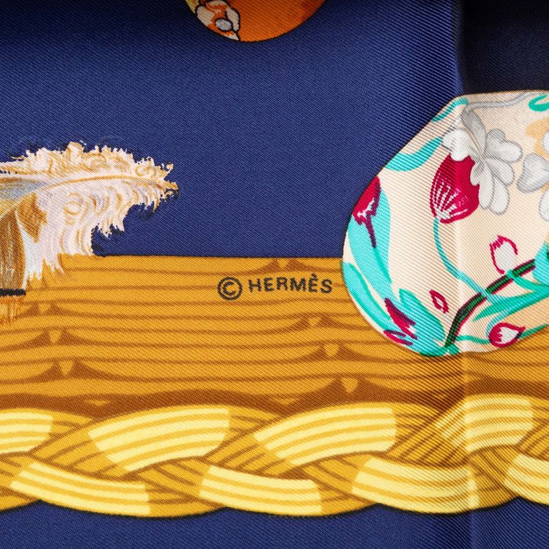 Hermes Carre 90 Couvee D'hermes Egg Scarf Navy Multicolor Silk — view 4
