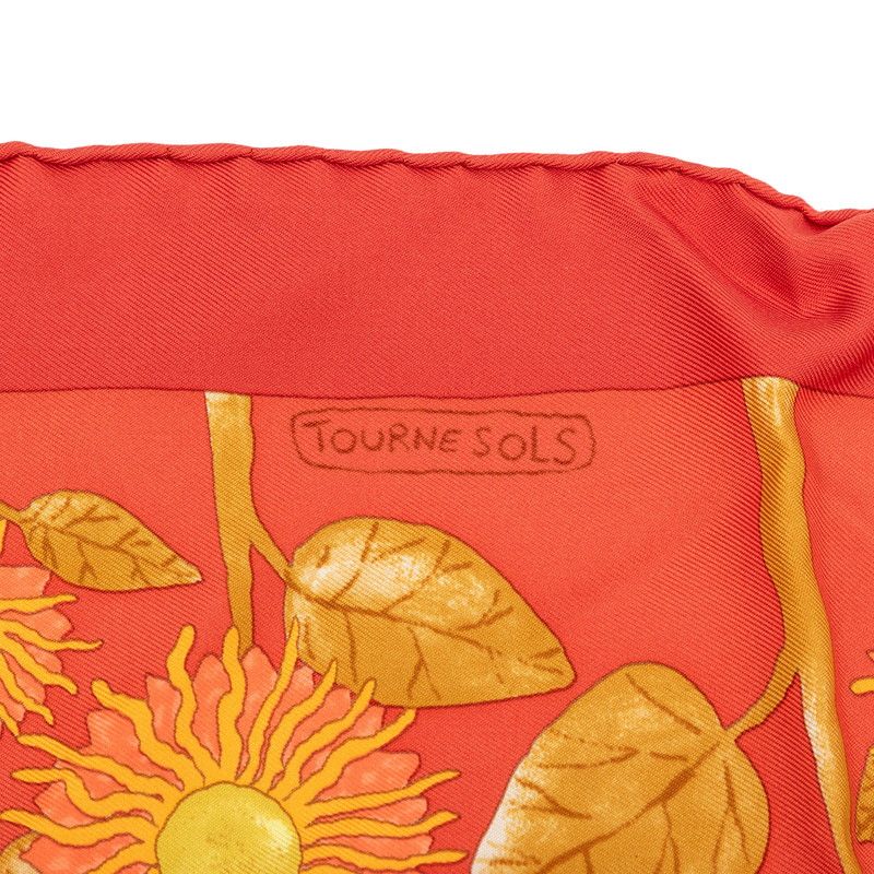Hermes Carre 40 Tourne Sols Sunflower Scarf Orange Yellow Silk — view 5