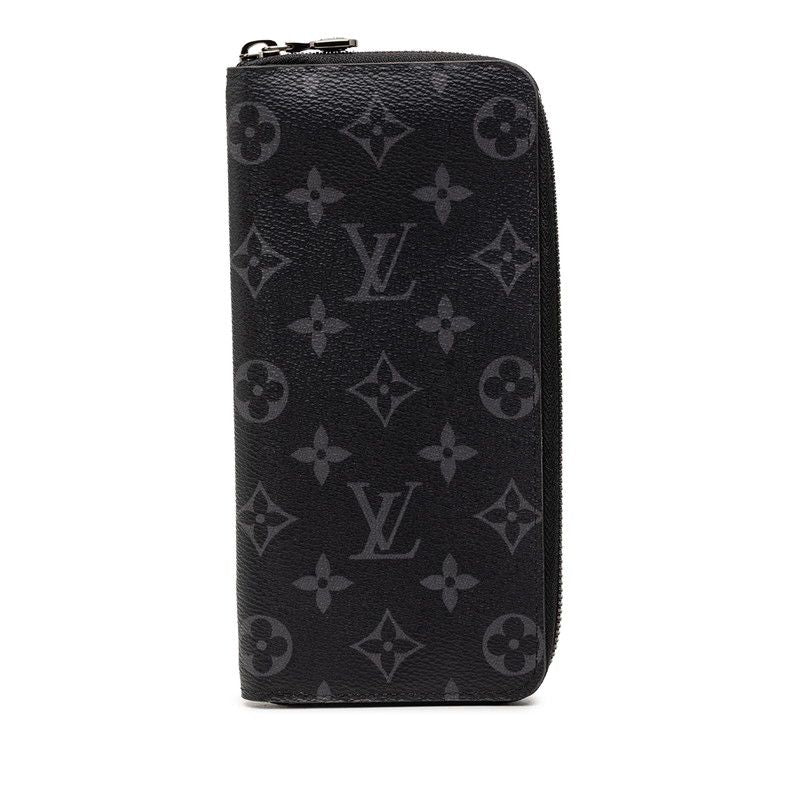 Louis Vuitton Monogram Eclipse Zippy Wallet Vertical Zip Around Black Gray