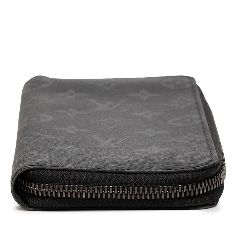 Louis Vuitton Monogram Eclipse Zippy Wallet Vertical Zip Around Black Gray — view 3