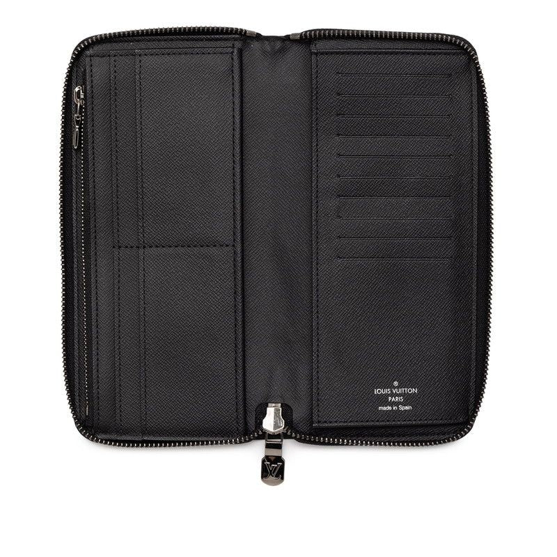 Louis Vuitton Monogram Eclipse Zippy Wallet Vertical Zip Around Black Gray — view 4
