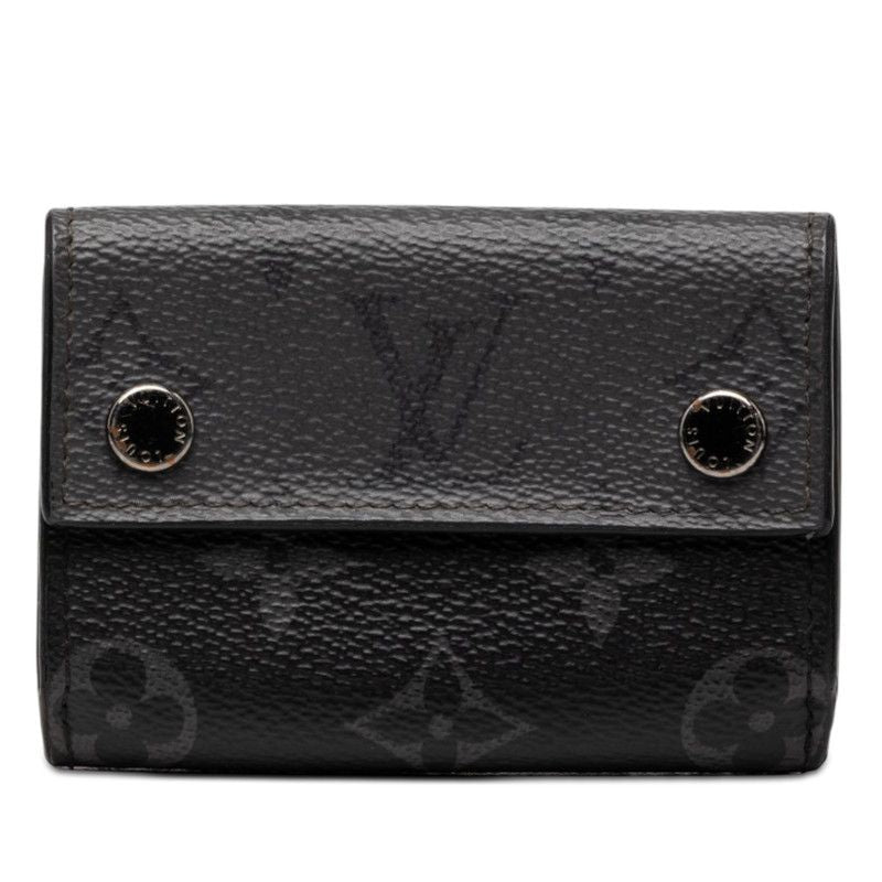 Louis Vuitton Monogram Eclipse Reverse Discovery Compact Wallet Trifold Gray