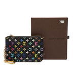 Louis Vuitton Monogram Multicolor Pochette Cles Coin Purse Noir Black Leather — view 7