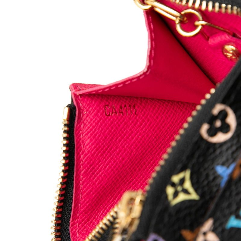 Louis Vuitton Monogram Multicolor Pochette Cles Coin Purse Noir Black Leather — view 6