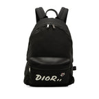 Dior Homme Kaws Bee Logo Backpack Black Canvas Leather