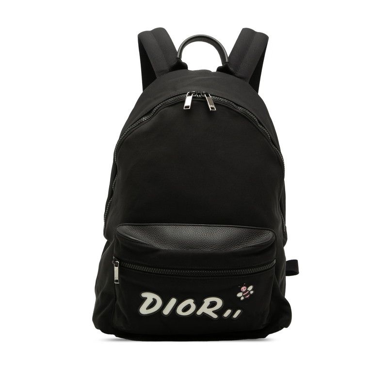 Dior Homme Kaws Bee Logo Backpack Black Canvas Leather