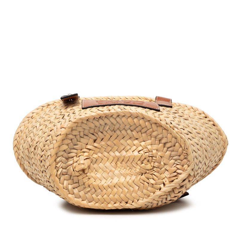 Loewe Anagram Basket Bag Small Handbag Bag Beige Brown Raffia Leather — view 3