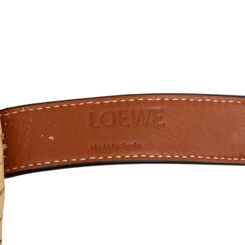 Loewe Anagram Basket Bag Small Handbag Bag Beige Brown Raffia Leather — view 5