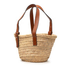 Loewe Anagram Basket Bag Small Handbag Bag Beige Brown Raffia Leather — view 2