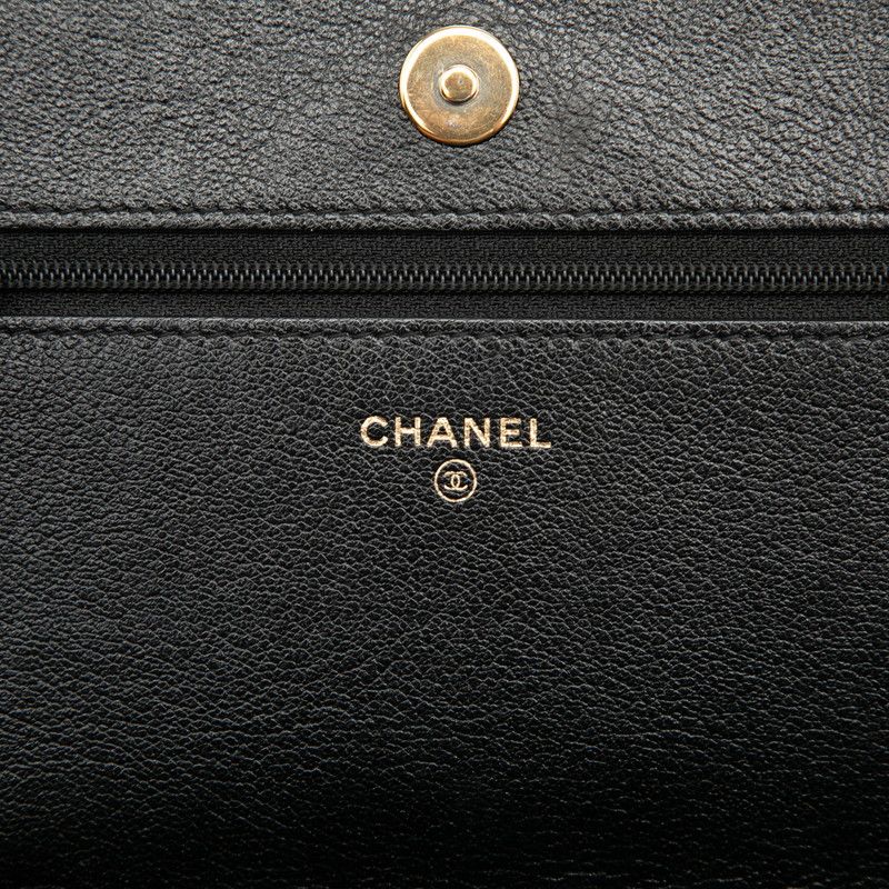 Chanel CC Logo Studs Chain Wallet Shoulder Bag Black Calfskin — view 5