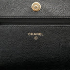 Chanel CC Logo Studs Chain Wallet Shoulder Bag Black Calfskin — view 5