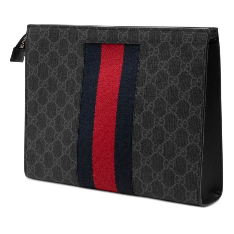 Gucci GG Supreme Sherry Line Clutch Black Leather — view 2