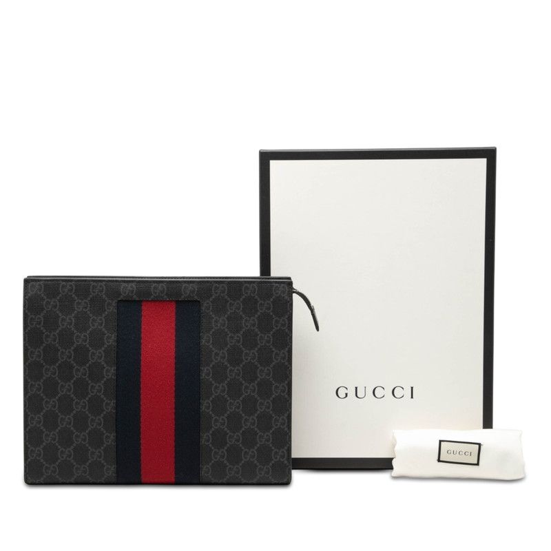 Gucci GG Supreme Sherry Line Clutch Black Leather — view 7