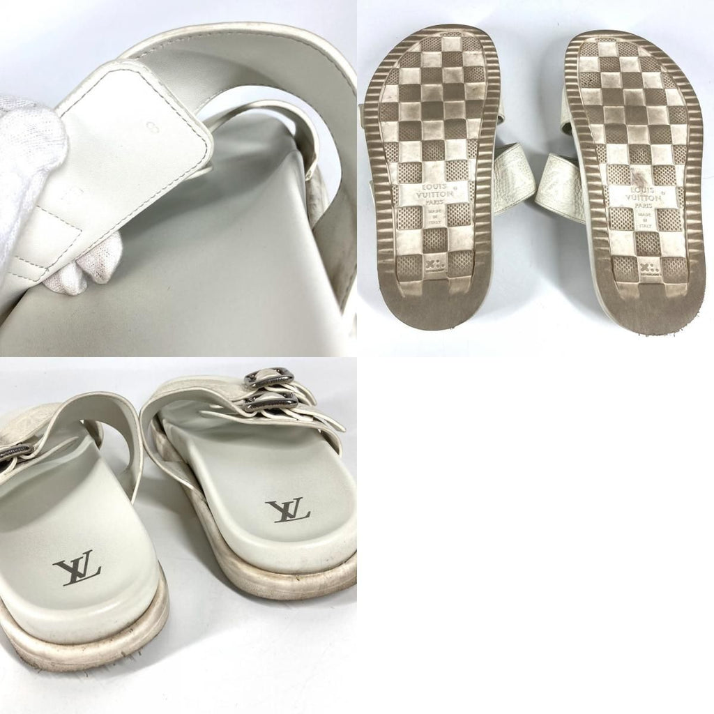Louis Vuitton Sandals LV Venice Mules Leather Blanc White — view 9