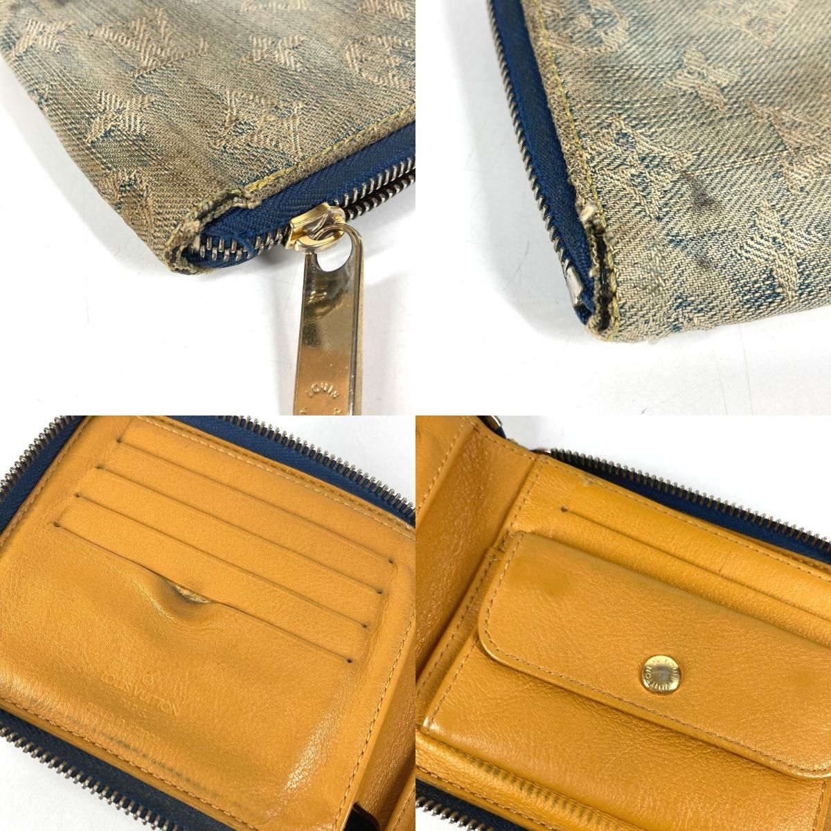 Louis Vuitton Bifold Wallet Mini Zippy Monogram Denim Canvas Blue — view 8