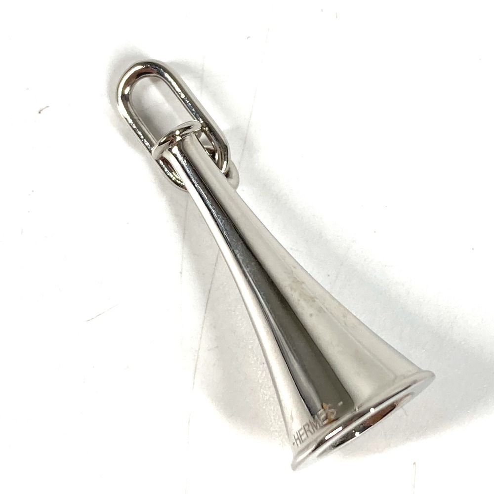 Hermes Pendant Horn Logo Metal Silver