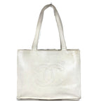 Chanel Shoulder Bag Logo CC Caviar Leather White