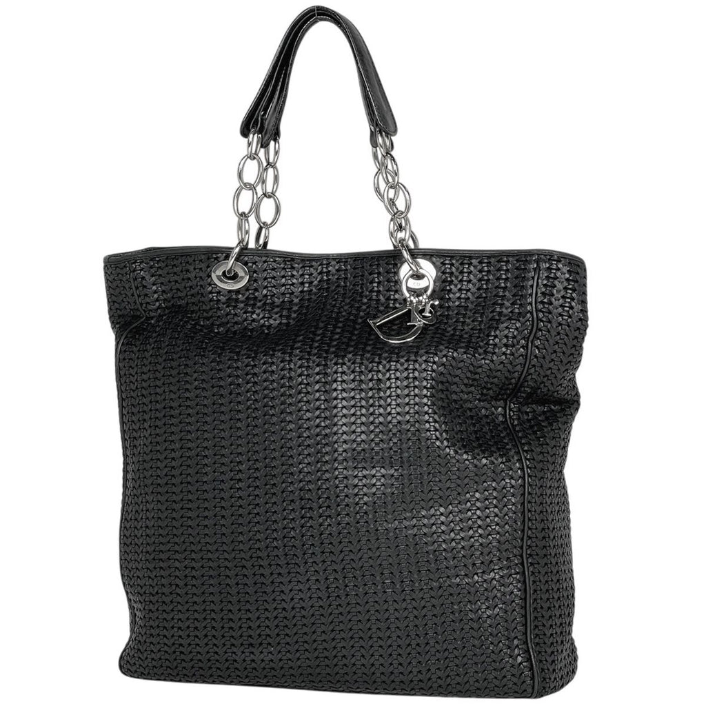 Dior Braided Leather Shoulder Bag Black
