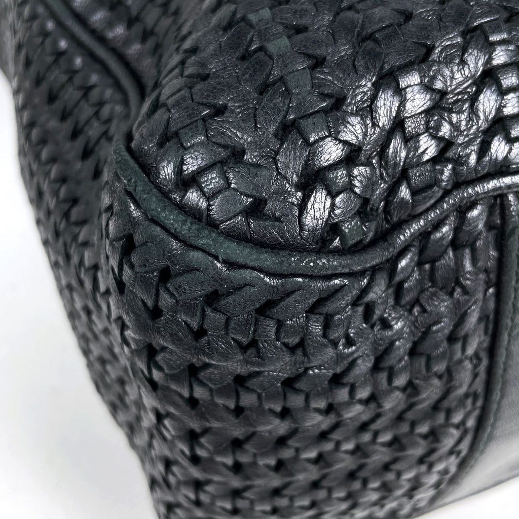 Dior Braided Leather Shoulder Bag Black — view 3
