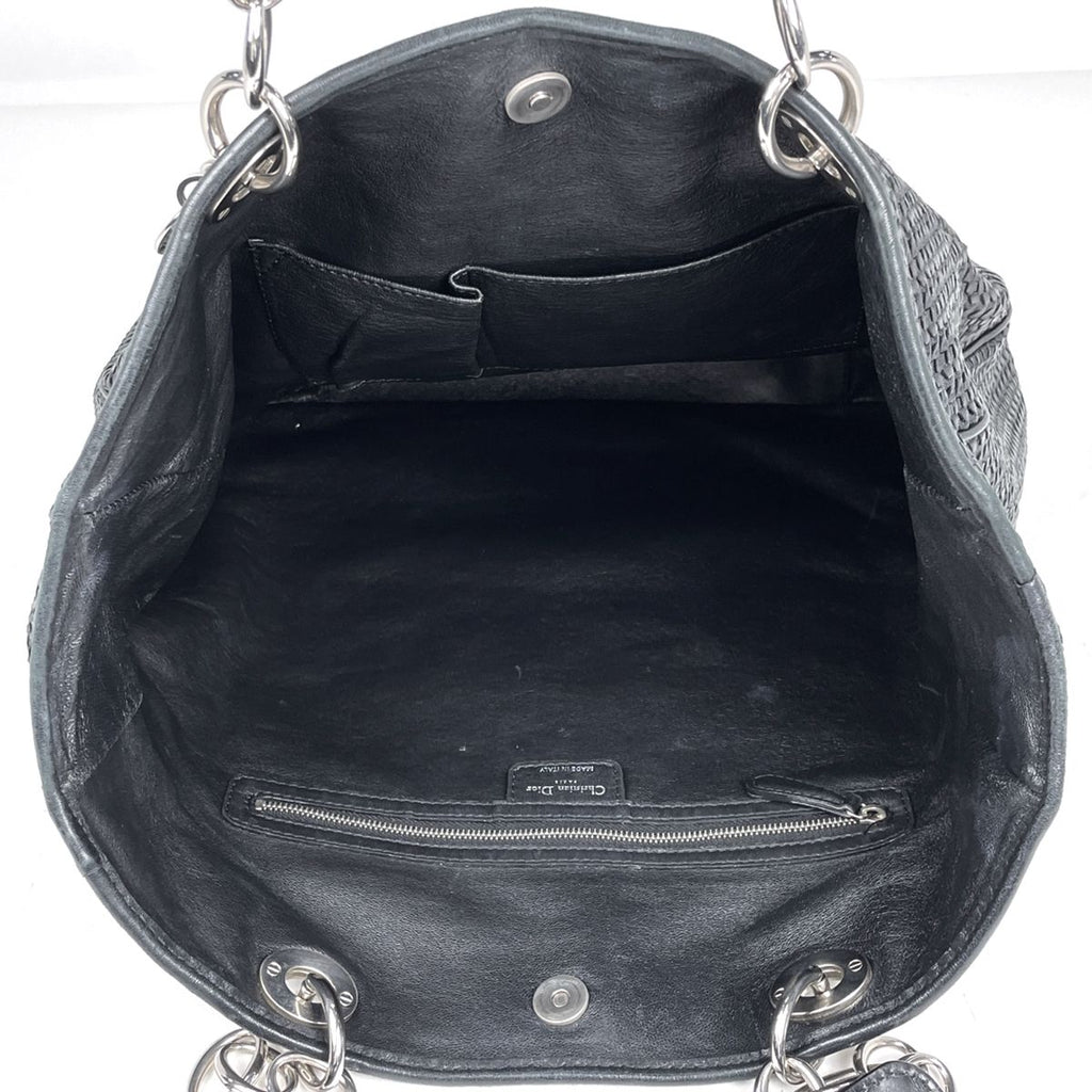 Dior Braided Leather Shoulder Bag Black — view 8