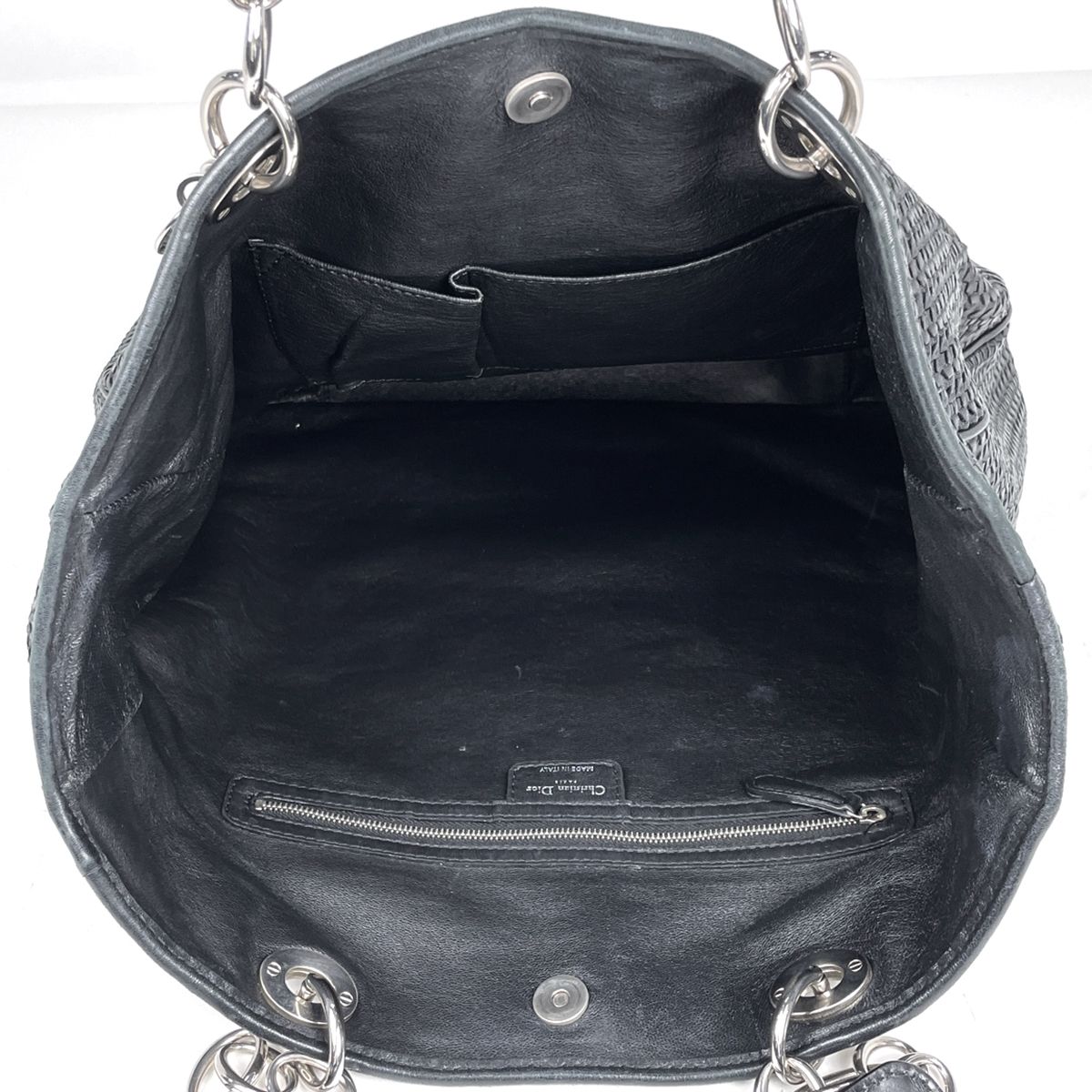 Dior Braided Leather Shoulder Bag Black — view 8