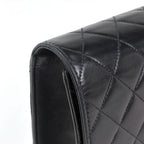 Chanel Quilted Single Flap Chain Shoulder Bag CC Logo Push Lock Leather Black — view 6