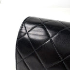 Chanel Quilted Single Flap Chain Shoulder Bag CC Logo Push Lock Leather Black — view 5