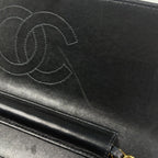 Chanel Quilted Single Flap Chain Shoulder Bag CC Logo Push Lock Leather Black — view 8