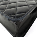 Chanel Quilted Single Flap Chain Shoulder Bag CC Logo Push Lock Leather Black — view 3